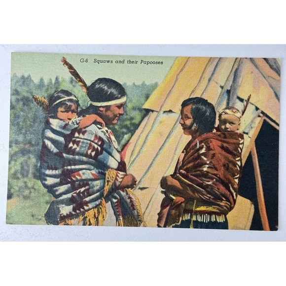 Rare Vintage Postcard Native American Indian Squaws and their Papooses T63 - Picture 1 of 2